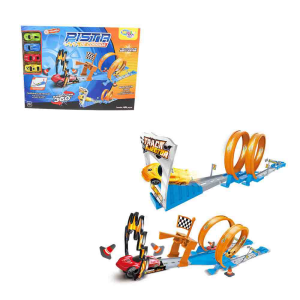 WB12220 PISTA DE CORRIDA COM LANCADOR LOOP 360 RADICAL TRACK 44PÇS WELLKIDS