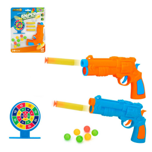 19715 PISTOLA LANCA DARDOS E BOLINHAS SNIPER COM ALVO SRT COR 14 PCS